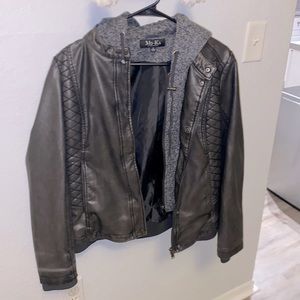 MO-KA Meriam Knit Hood Faux Leather Jacket from Stitch Fix